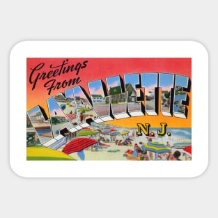 Greetings from Lavallette New Jersey, Vintage Large Letter Postcard Sticker